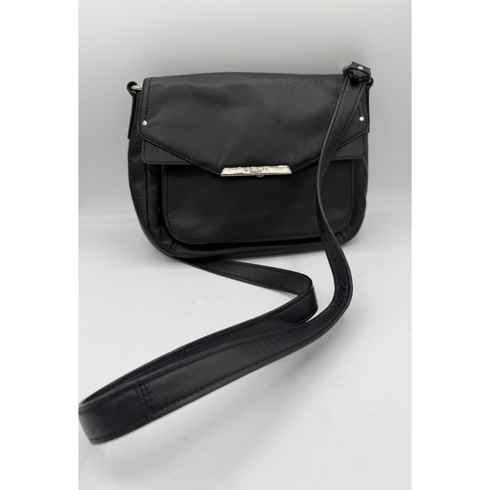Vintage Coach Taylor Black Leather Mini Flap Crossbody Purse